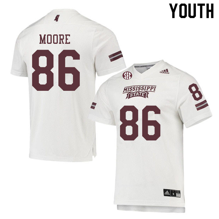 Youth #86 Jacobi Moore Mississippi State Bulldogs College Football Jerseys Sale-White - Click Image to Close